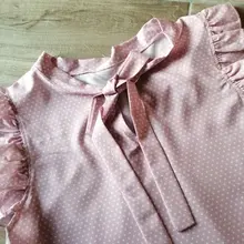 Blusa de manga corta con lazo y lunares para verano, camisa Vintage con volantes para mujer, blusas con lazo, tapas atractivas para mujer