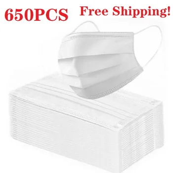 

650Pcs White Strong Protection Masks 3-Ply Face Masks Face Disposable Salon Masks Ear Loop Wholesale Fedex Free Shipping