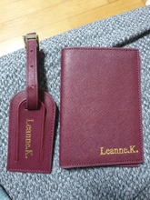 Letras iniciales con monograma de moda Unisex Saffiano funda de pasaporte con etiqueta de equipaje, conjunto de accesorios de viaje