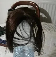 Halo Lady-Clip de belleza para mujer, cabello humano con explosión de flequillo, pieza central, pelo lacio brasileño no Remy para la pérdida de cabello