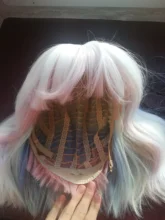 AOSI-Peluca de pelo Natural con flequillo para mujer, cabello corto sintético ondulado, rosa, morado, negro, Bob, fibra resistente al calor, Cosplay, pelucas de Lolita