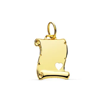 

Pendant 9k gold parchment 15mm. Rectangular heart openwork