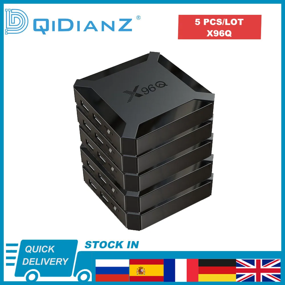 5 шт. в партии Android 10 X96Q 4K Смарт ТВ коробка 1080P четырехъядерный Allwinner H313 2 4G