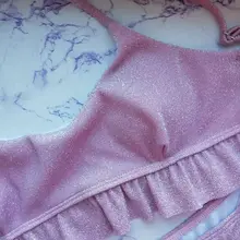 Bandage Swimwear Bikini Biquini Bathing-Suit Beachwear Mini Thong Push-Up Shiny Micro