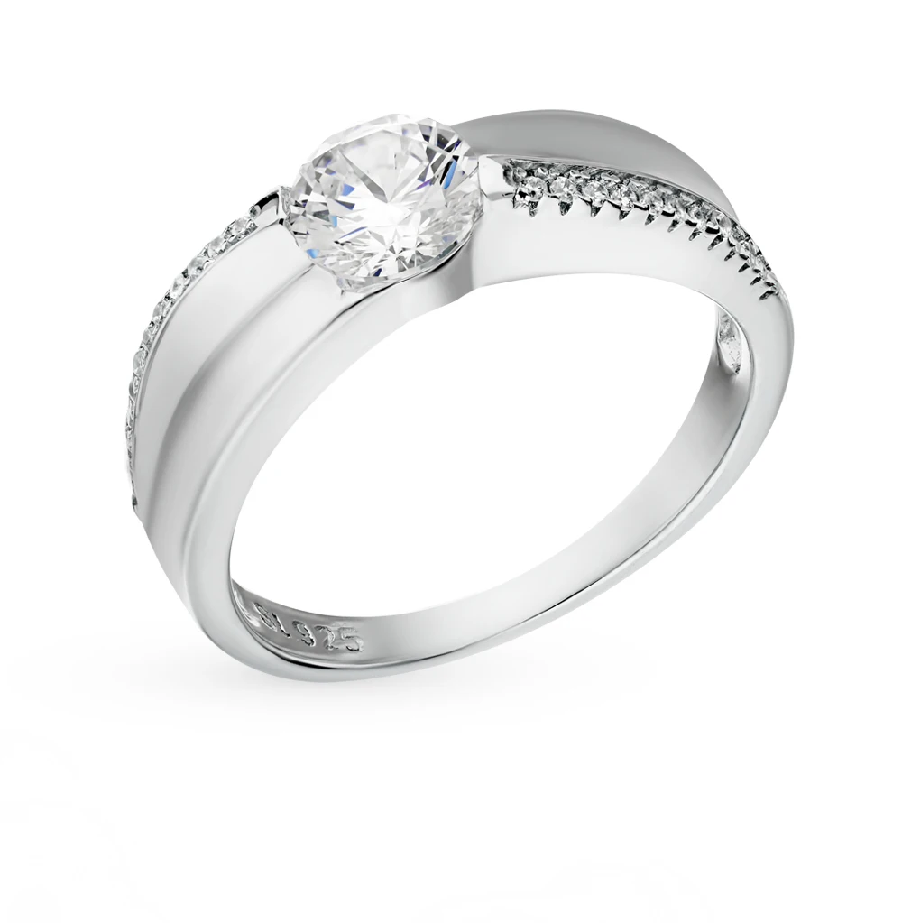 Серебряное кольцо с фианитами SUNLIGHT проба 925