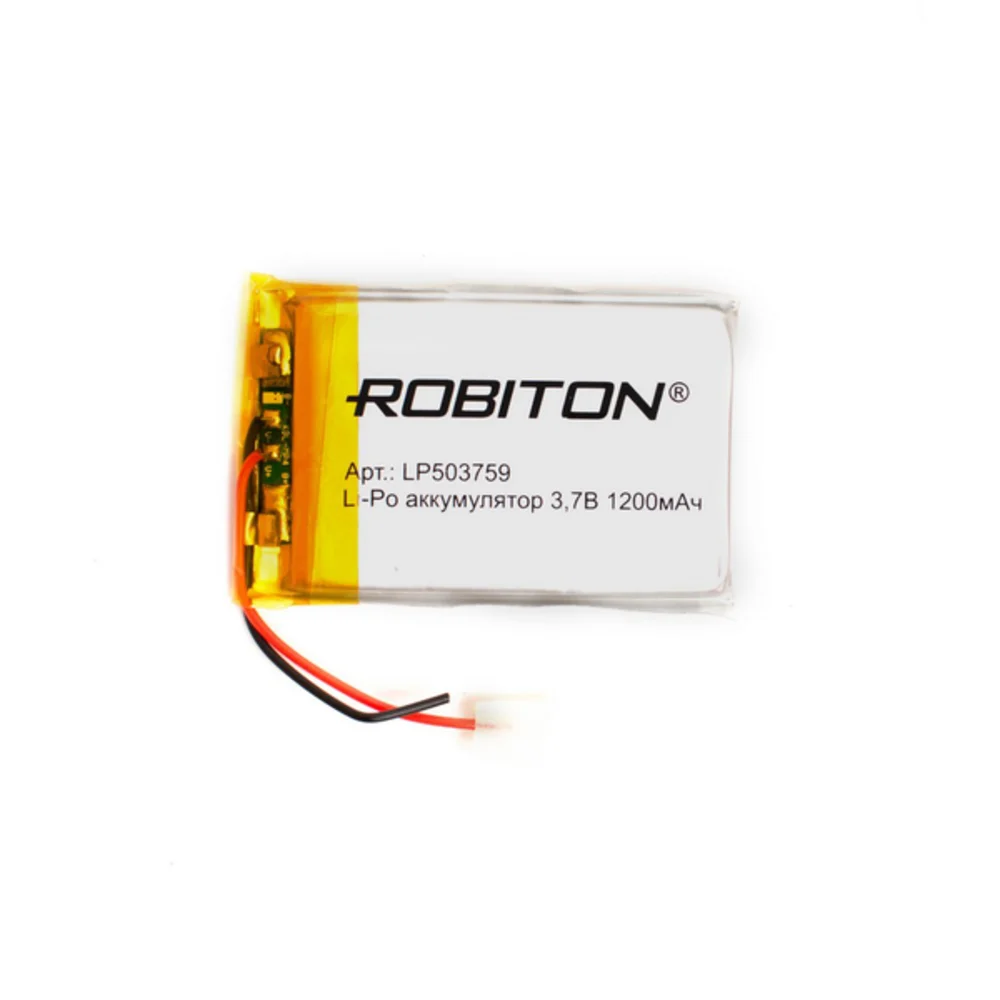 Аккумулятор ROBITON LP 503759 Li-Pol 3.7 вольта 1200 mAh литий-ионный полимерный призма со схемой