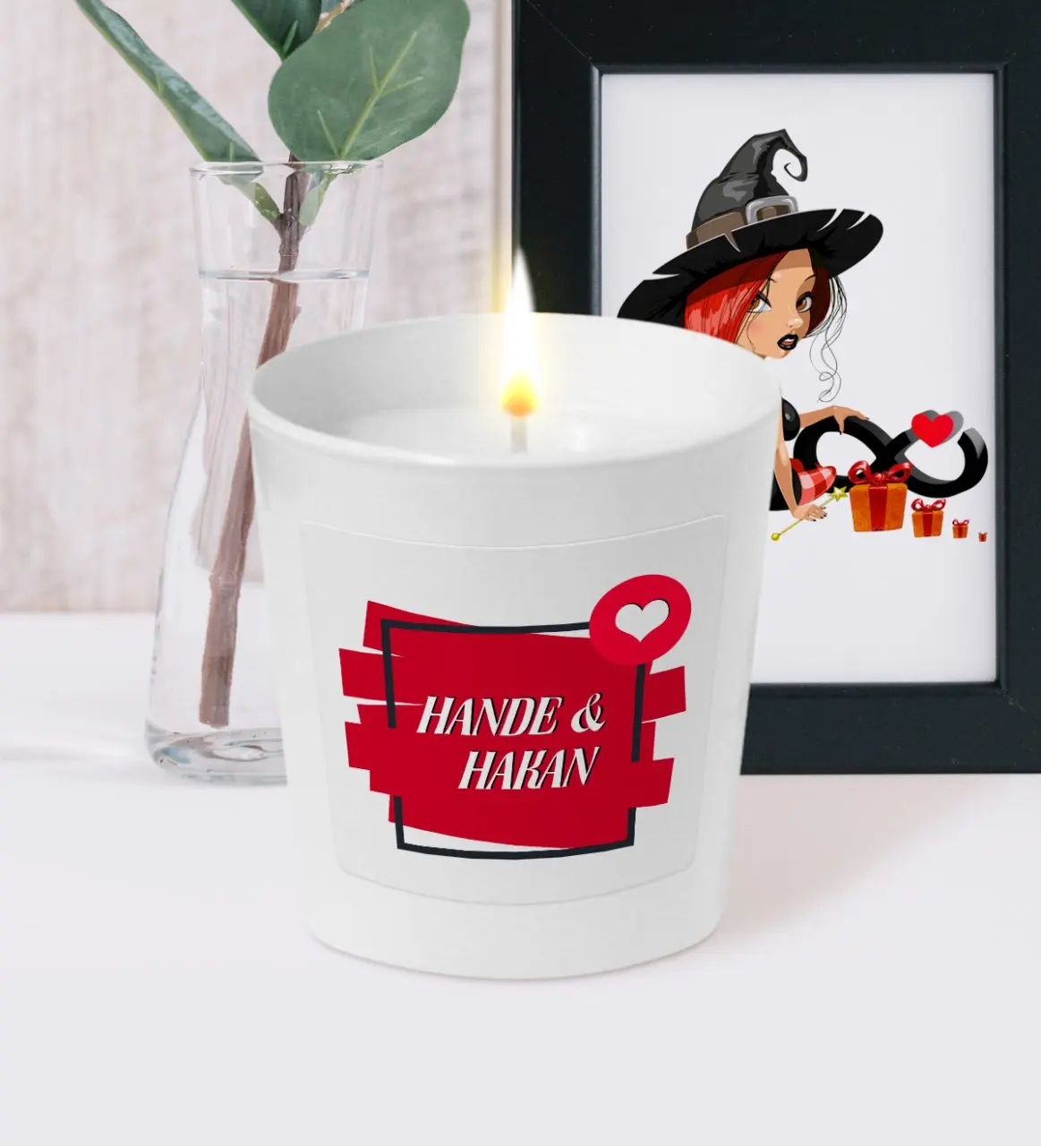 

Personalized White Glass Small Bowl Scented Candle (Model 9)
