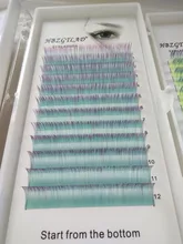 HBZGTLAD-pestañas postizas de colores individuales, pestañas postizas con degradado de agua púrpura + azul verde, 8-15mm, novedad