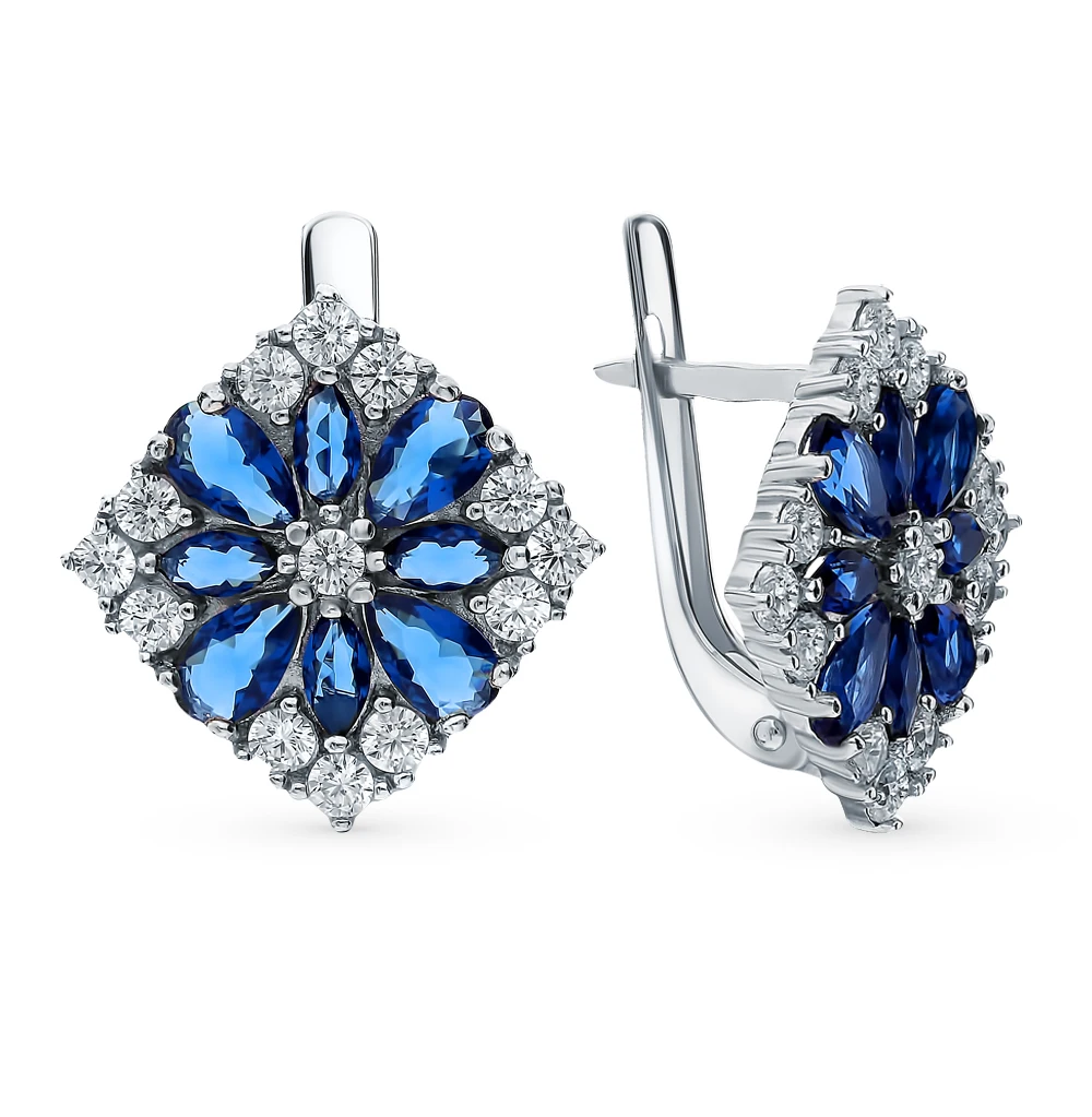 Silver earrings with quartz and cubic zirconia SUNLIGHT test 925