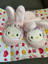 Zapatillas de conejo para interior para niña, pantuflas antideslizantes impermeables de algodón, parte inferior de goma