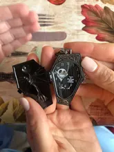 Reloj de bolsillo de cuarzo para hombre, colgante de cadena con calavera antigua, pesadilla antes de Navidad, de bronce, relojes bolsillo Vintage