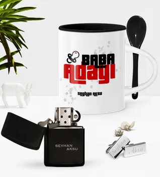 

Personalized Dad Candidate With Spoon Cup Cigarette Lighter Cufflink Seti-3