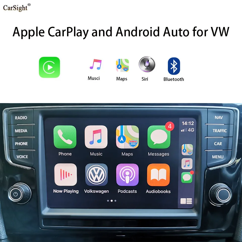 CarPlay Solution for VW MK7 Golf Touran Car Play Google Maps App TXT Message Siri Voice Play Apple Library Spotify Play Music