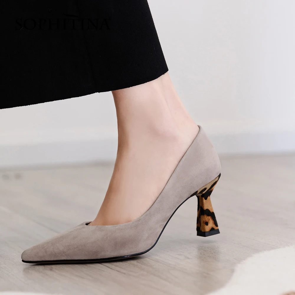 

SOPHITINA Spring Autumn Dress Pumps Woman Pointed Toe Kid Suede High Thin Heel Dress Shoes Elegant Style Dress Shoes PO854