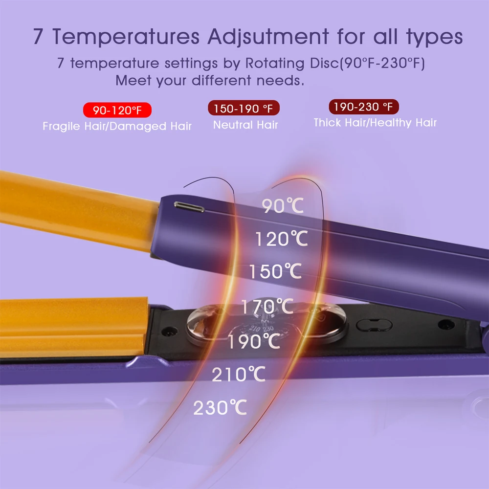 Pencil Flat Iron for Short Hair Mini Hair Straightener and Curler 2 in 1 Ceramic 3D Perm Rod Clip