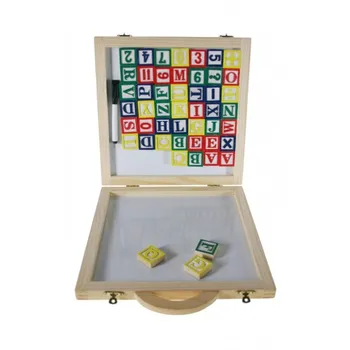 

Letters magnet wood with box. Measures: 4x30x27 cm.