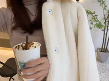 Abrigo de piel de conejo para mujer, chaqueta de piel sintética cómoda, color blanco cálido, manga larga, abrigo de piel Artificial de gran tamaño, Invierno 2020