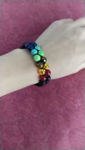 7 Chakra de roca de Lava pulsera de 8mm de doble capa fila ajustable Unisex piedra de Yoga sanación energética pulseras de piedra regalo de Navidad