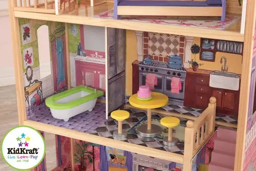 Домик из дерева для кукол 30 см, с мебелью 10 предметов, "Кайла"(Kayla dollhouse), домик для кукол, домик для барби