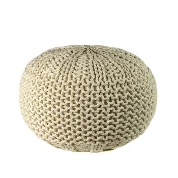 

POUF round rope cotton braided off white 50X35