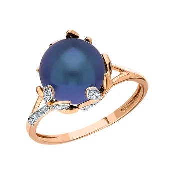 

Gold ring with pearls and diamonds sunlight sample 585