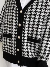 FSDA-suéter de manga larga con cuello de pico para mujer, cárdigan negro con botones y pata de gallo, de punto, holgado, de gran tamaño, informal, otoño e invierno, 2020