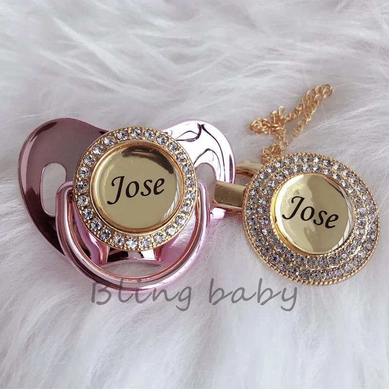 BLING BABY Bling пользовательские золотые черные соски и соски зажимы набор без БФА, силиконовый безопасный классный chupeta bling пустышка для ребенка P4 - Цвет: P11-- 0-6M
