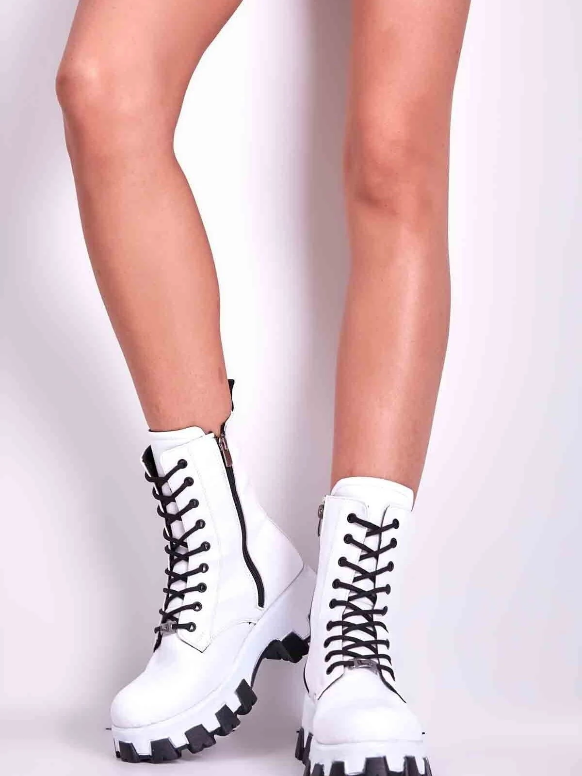 REFORM Botas de piel sintética para mujer, botines blancos para moto, calzado deportivo para otoño e invierno, 2021|Zapatos tacón de mujer| - AliExpress