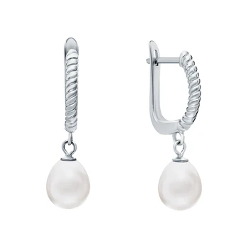 

Silver earrings with pearls cultured sunlight sample 925