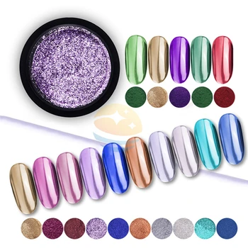 

100pcs Mirror Nail Powder Glitter Dust Metallic Colorful Glitter Metal Effect N0ail Art UV Gel Polish Chrome Pigment Dust Powder