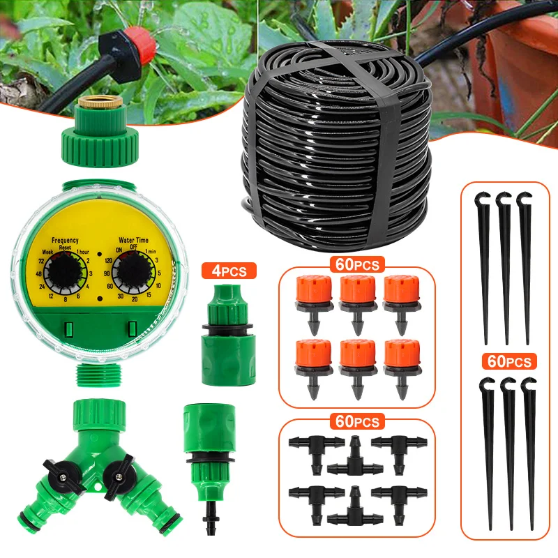 50M Smart Self Automatic Drip Irrigation System Garden Plant Watering System Water Hose Micro Watering Kit DIY Drip Mist Set