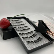 Pestañas postizas magnéticas 3D, 5 imanes, 8 Uds., duraderas, hechas a mano, de visón Artificial Natural, con pinzas