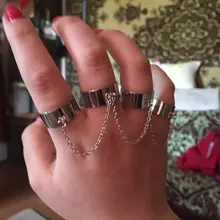 Anillos Pop Punk para hombre y mujer, cadena ajustable multicapa, cuatro anillos abiertos para dedos, de aleación, giratorios, regalo de fiesta