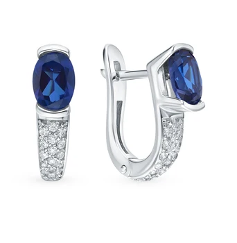 

Silver earrings with sapphires and cubic zirconia sunlight sample 925