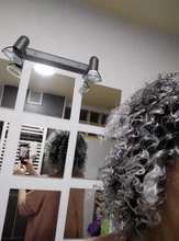 NNZES-peluca Afro rizada para mujeres negras, pelo largo sintético con flequillo, color negro y gris, 14 pulgadas