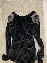 Vintage apliques con cuentas traje de terciopelo de mujer 2020 de moda Sexy sin espalda cuello en V Crossover trajes para mujer Casual cuerpo Femme