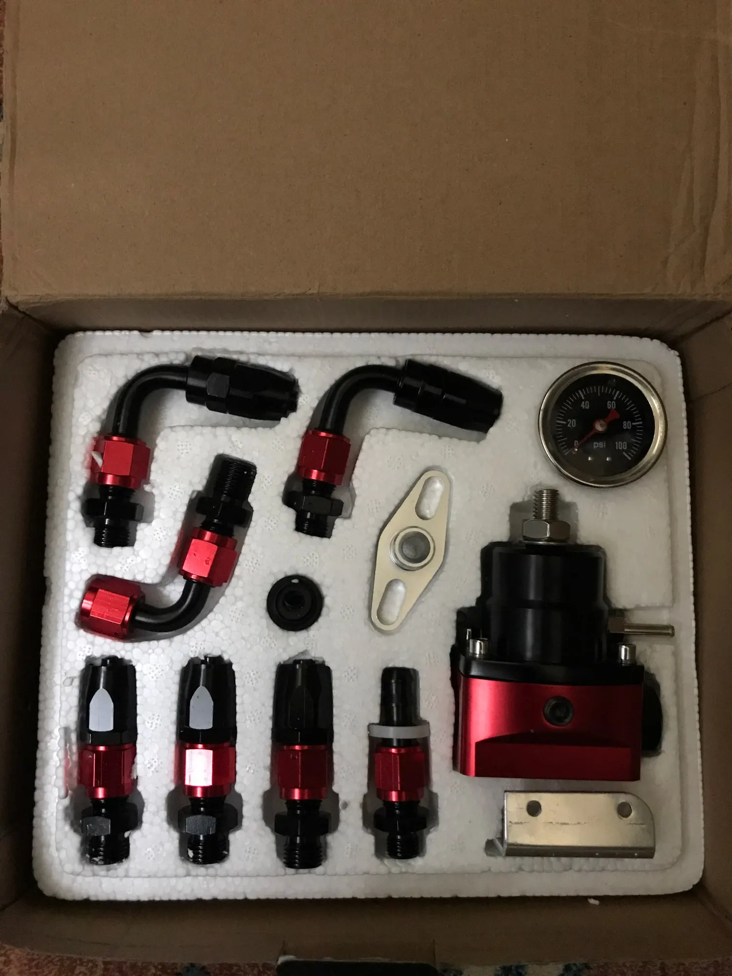 PQYRACING AN6 Fitting EFI Fuel Pressure Regulator for 7MGTE MKIII with Hose line Fittings Gauge