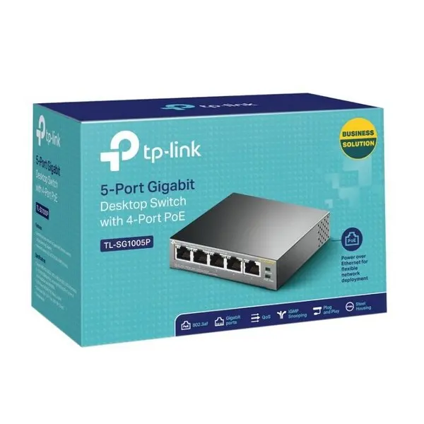 Настольный коммутатор TP-Link SG1005P LAN PoE серый