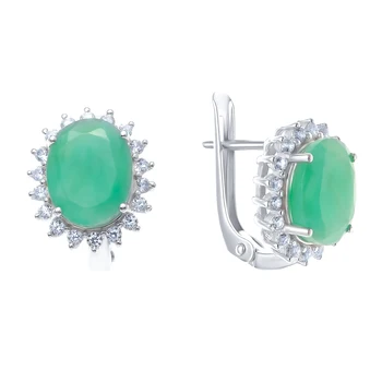 

Earrings made of silver with cubic zirconia and Emerald