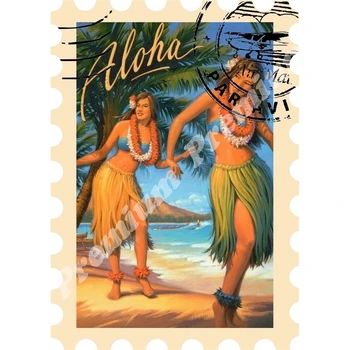 

Hawaii souvenir magnet vintage tourist poster