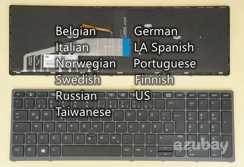 

Belgian German Italian LA Spanish Norwegian Swedish Finnish Portuguese Russian US TW Keyboard for HP Zbook 15 G3, 17 G3, Backlit