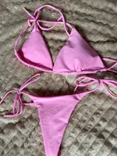 2 uds Bikini Conjunto de sujetador acolchado mujeres-e sólido baño venda traje de baño