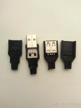 Socket-Connector Cover Type-A 4-Pin-Plug Plastic Male Female 10pcs Black with Diy-Kits
