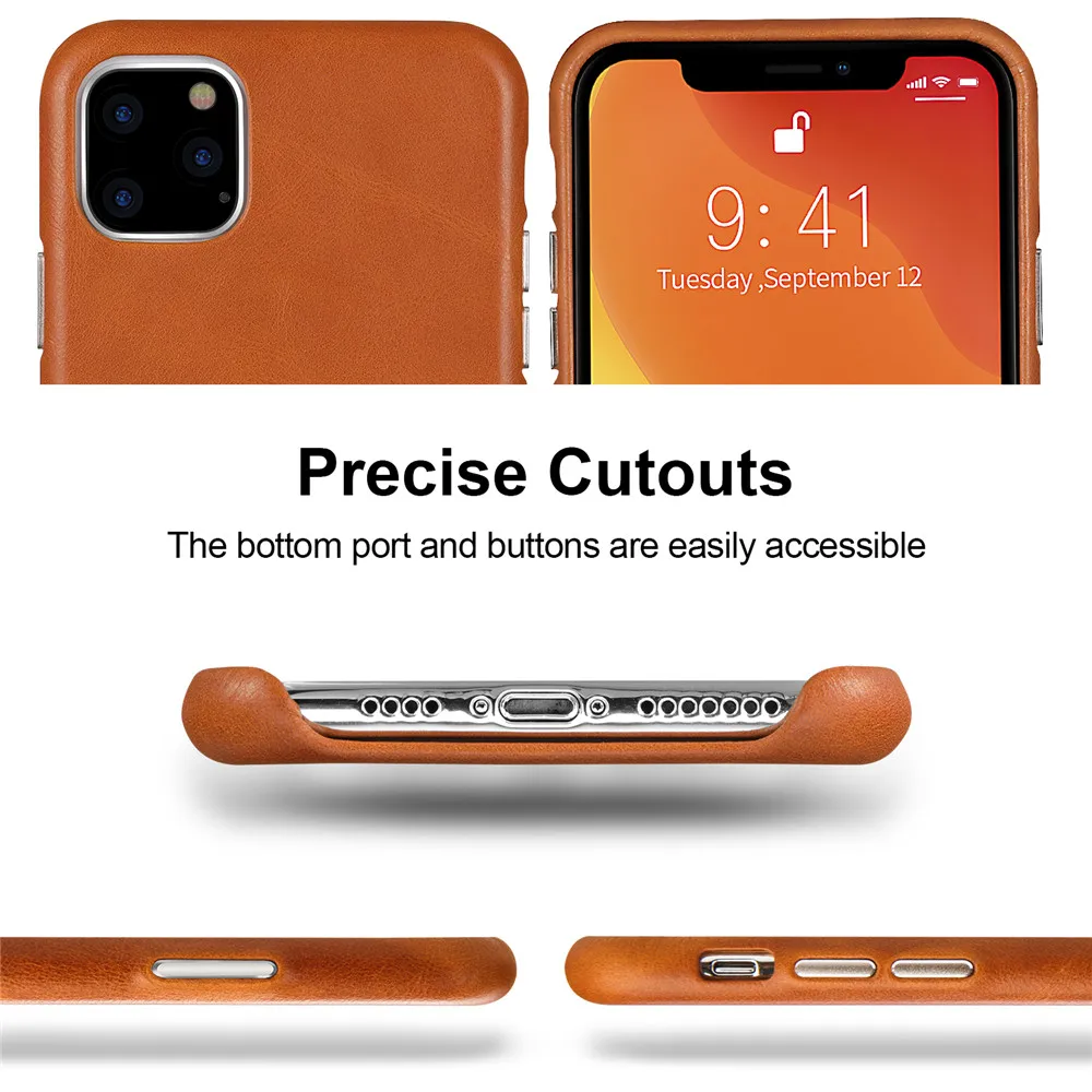 Jisoncase кожаный чехол для iPhone 11Pro MAX ультра тонкий из натуральной кожи