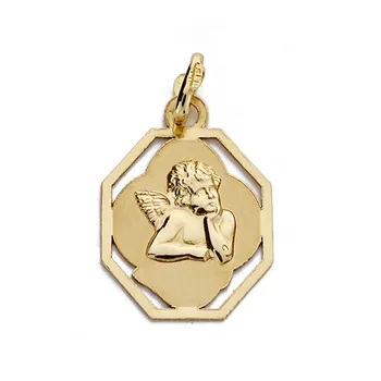 

Medal 9k gold Little Angel 18mm. Center smooth octagonal shape edges openwork