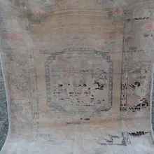 Винтажный турецкий ковер в приглушенном мягком геометрическом дизайне 4'11'' X 7'8''