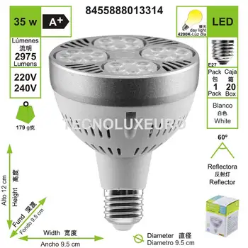 

Lámpara Bombilla Led 35 W Par30 E27 Spot 4200 K Luz Día 2975 Lm 13314