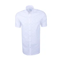 Узорная с коротким рукавом белая мужская рубашка