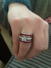 Conjunto de anillos clásicos para parejas, joyería de boda, anillo de madera de grano, titanio, acero, corazón, tres capas, Simple y creativo