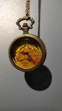 Reloj de bolsillo de cuarzo con mapa americano Vintage para hombre, cadena colgante, collar de bolso, regalo, CF1059, novedad